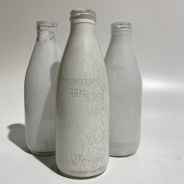 MILK BOTTLE, Glass 600mL w Painted White Interior